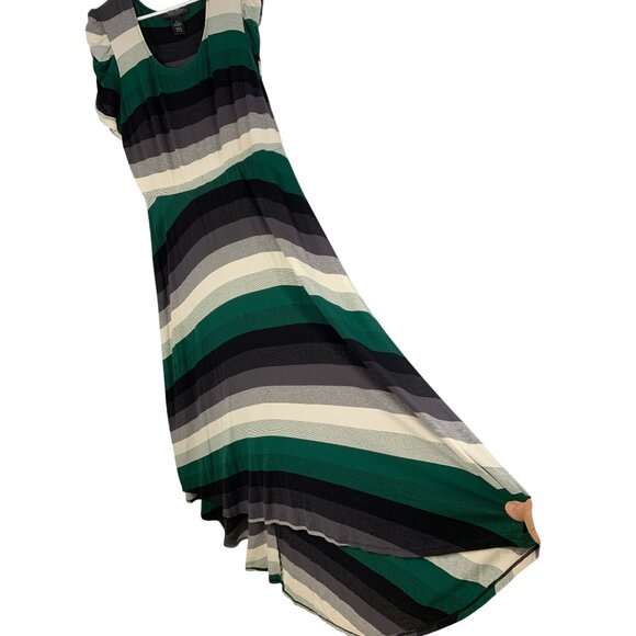 RB Collection Striped High-Low Maxi Dress XL RAA10429 GUC Short Sleeve - Picture 1 of 8